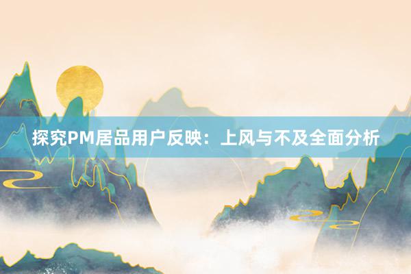 探究PM居品用户反映：上风与不及全面分析